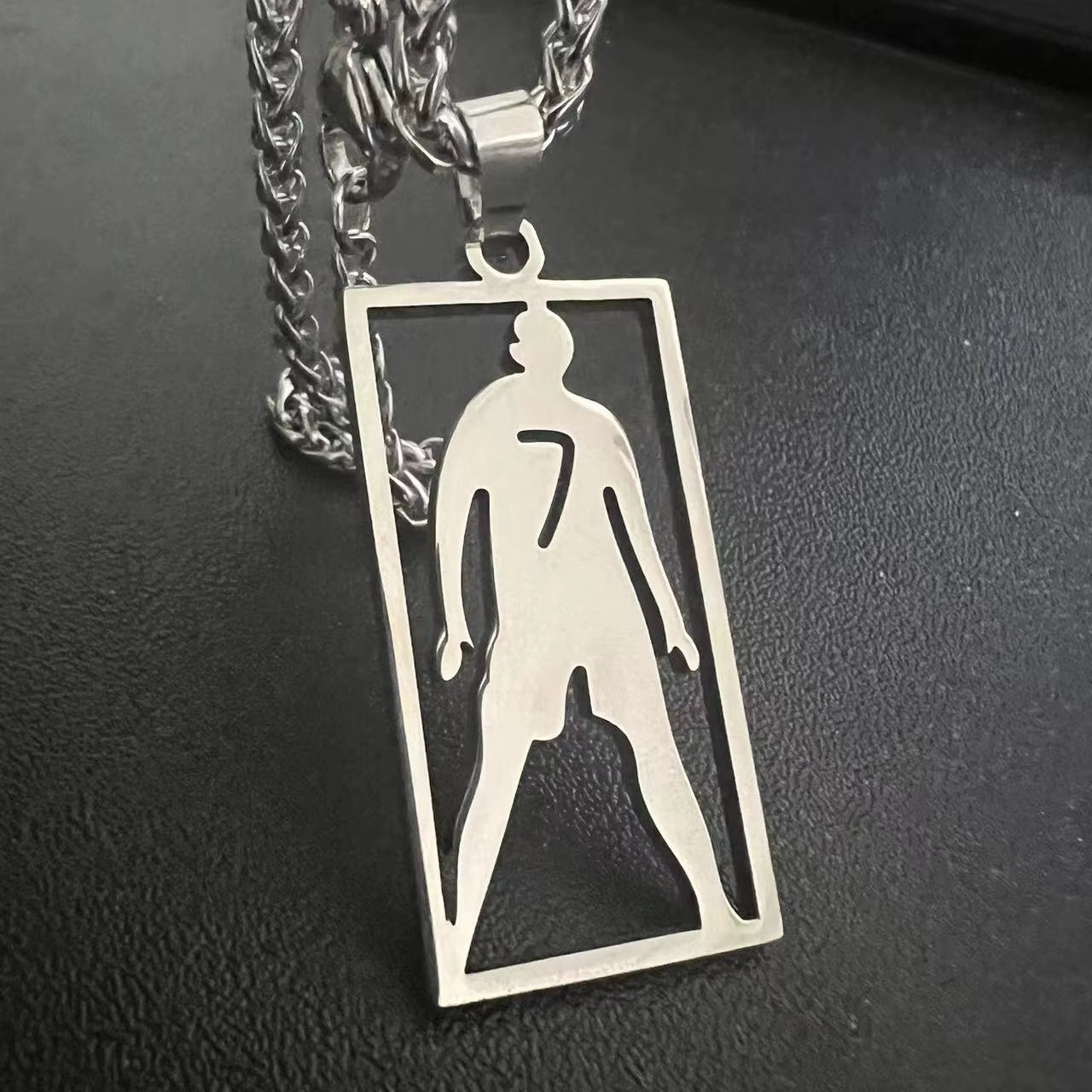 CR7 “SUI” Necklace or Keychain – Stainless Steel Ronaldo Silhouette Pendant