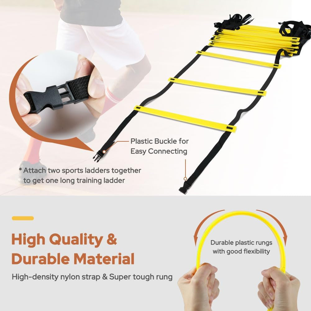 Pro Agility Ladder – 12 Rung 20ft Speed & Footwork Training Ladder with Carrying Bag