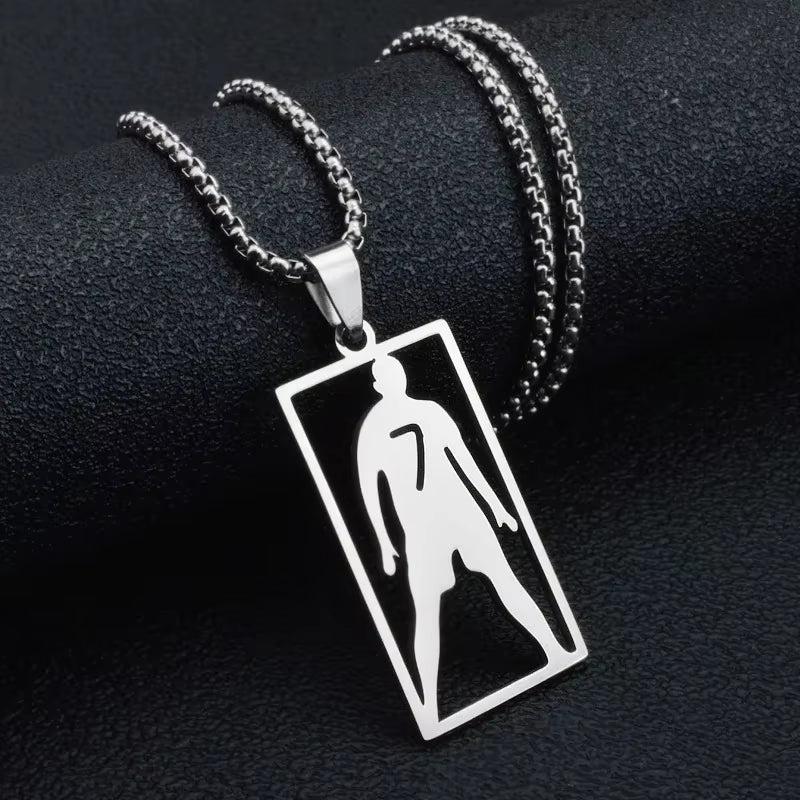 CR7 “SUI” Necklace or Keychain – Stainless Steel Ronaldo Silhouette Pendant
