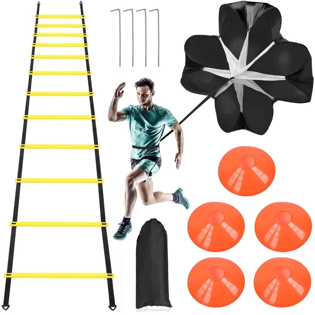 20FT Agility Ladder Training Set – Speed Ladder, Parachute, Cones & Bag
