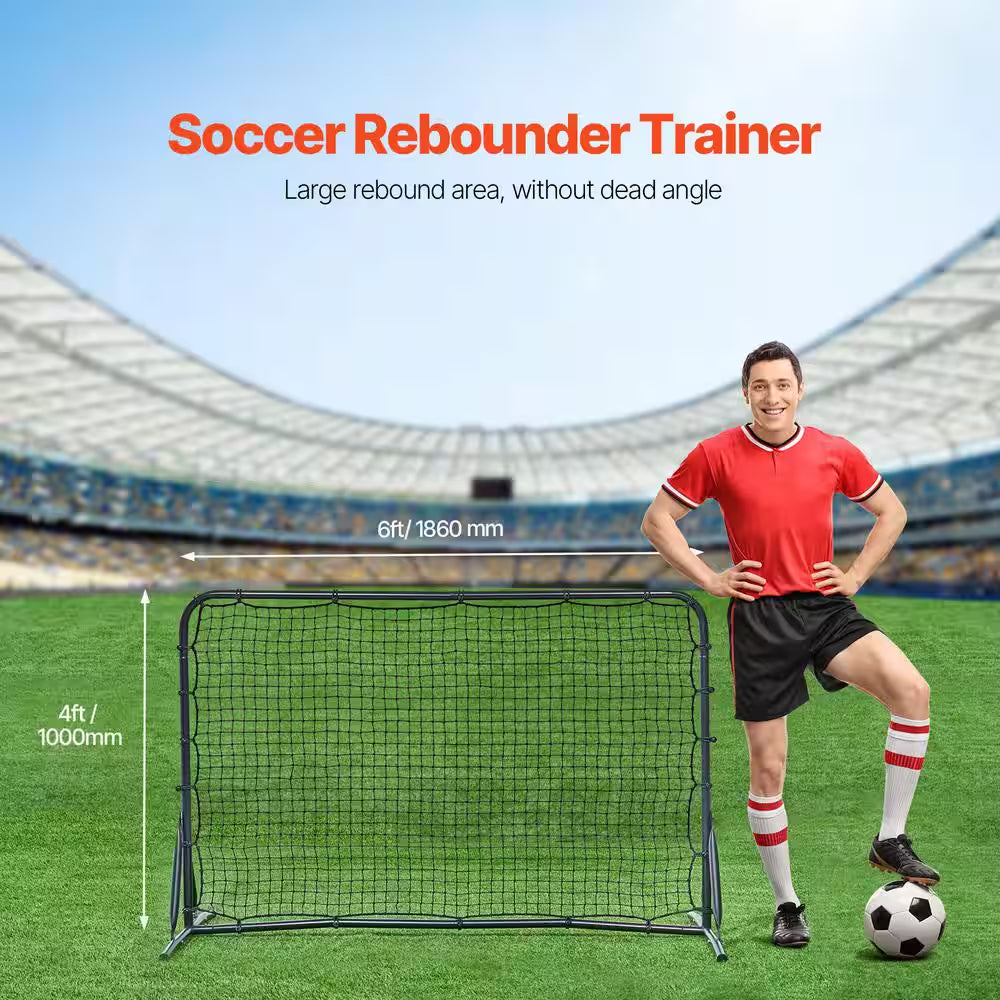 Soccer Rebound Trainer 6x4 FT – Double-Sided Rebound Net with Steel Frame