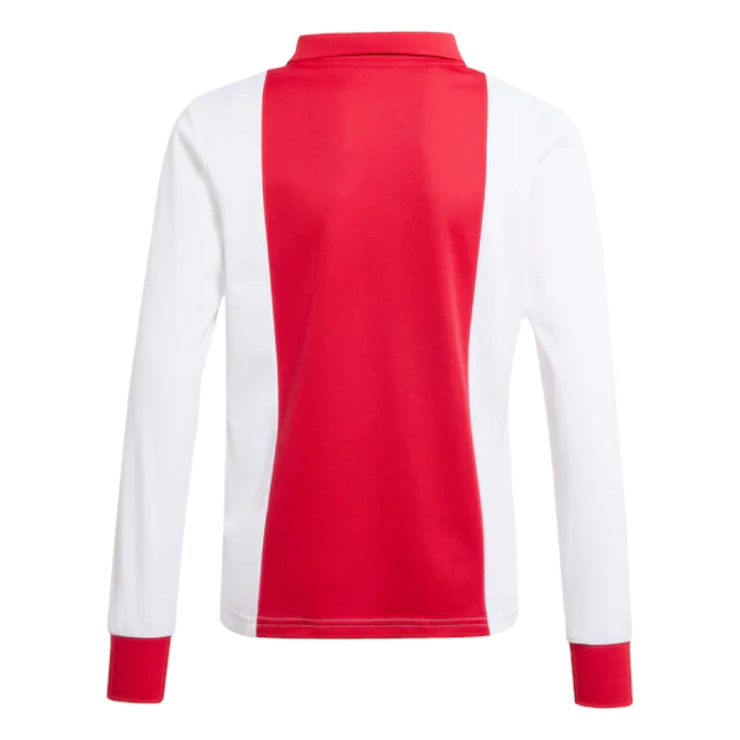 GOATkitz Ajax 125th Anniversary long sleeve fan jersey in red and white, featuring a classic design with customizable name and number.