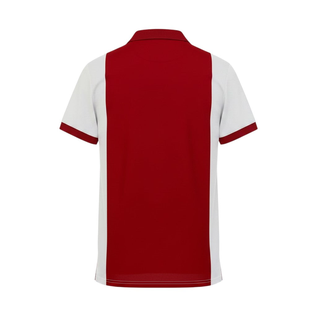 GOATkitz Ajax 125th Anniversary kids jersey, red and white, short sleeves, polo collar, customizable.
