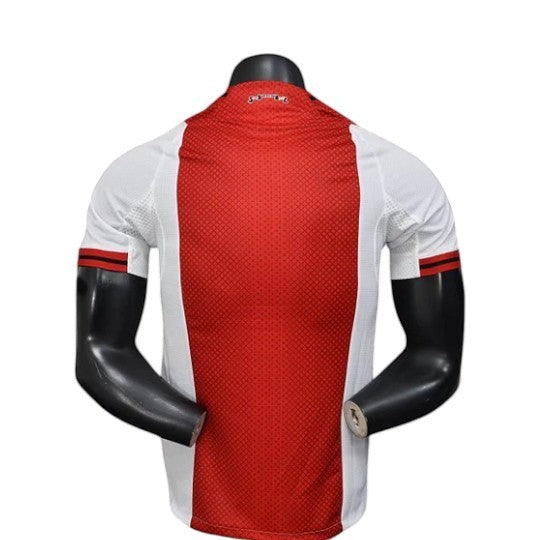 GOATkitz Ajax 2025-26 Player Version Home Jersey, white with red panel and red sleeve trim.