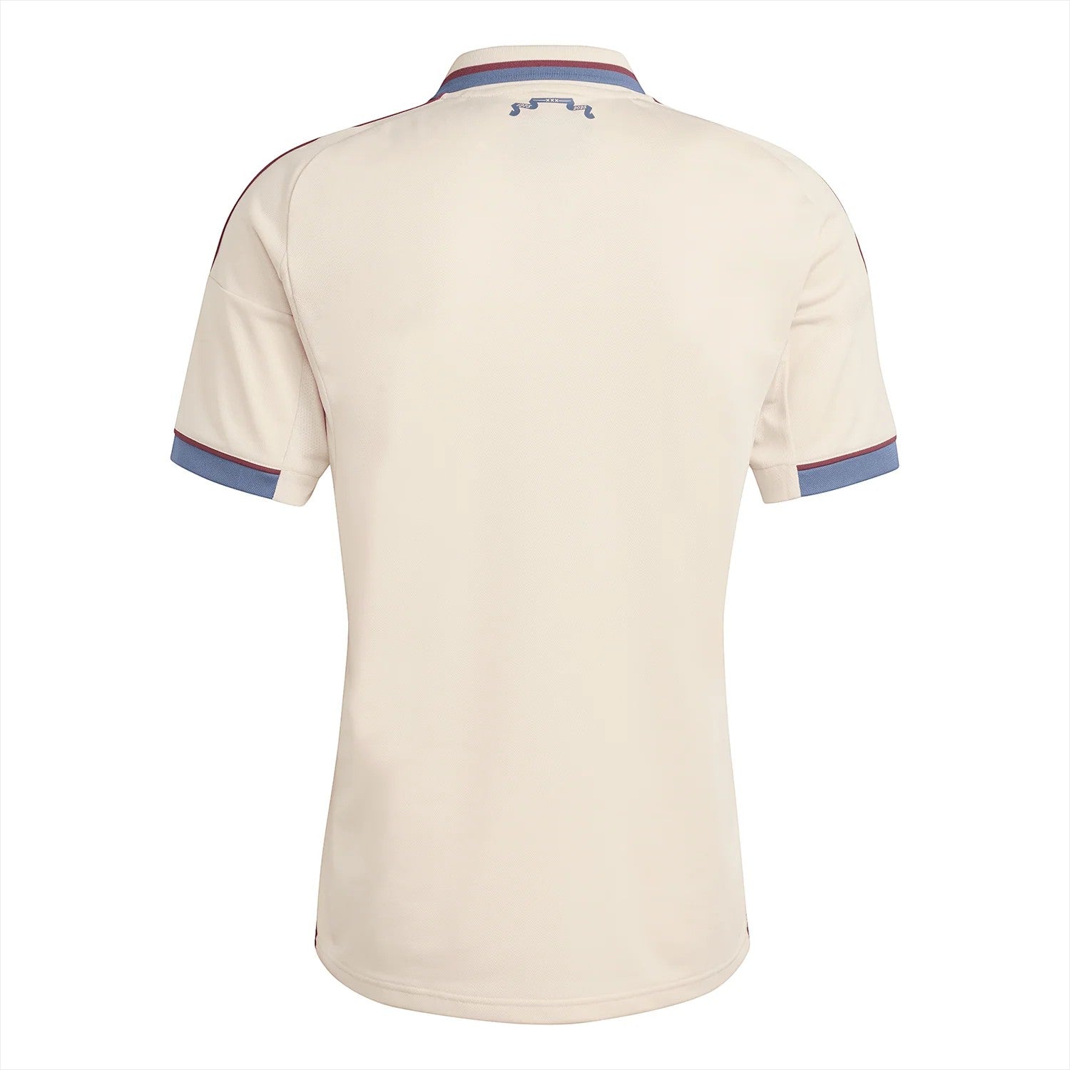 GOATkitz Ajax 2025-26 adult third jersey in cream with maroon and blue trim on collar and sleeves. Fan version, customizable.