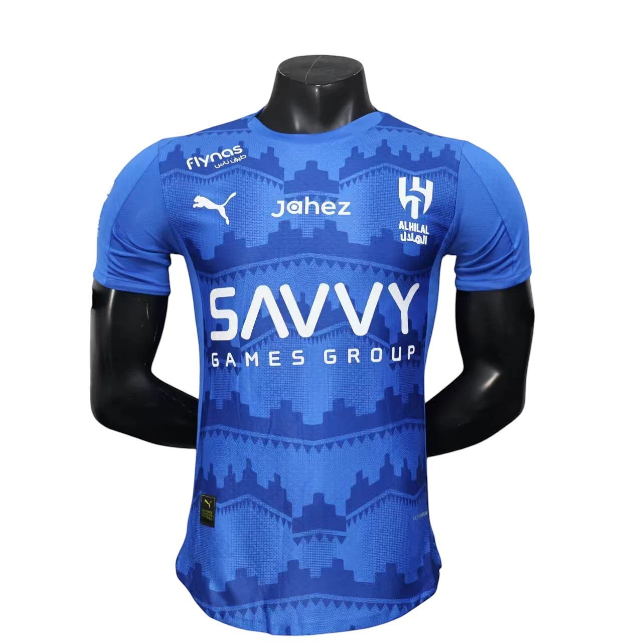 GOATkitz Al-Hilal 2025-26 Player Version Home Jersey, royal blue with white accents, customizable name and number, Puma logo.