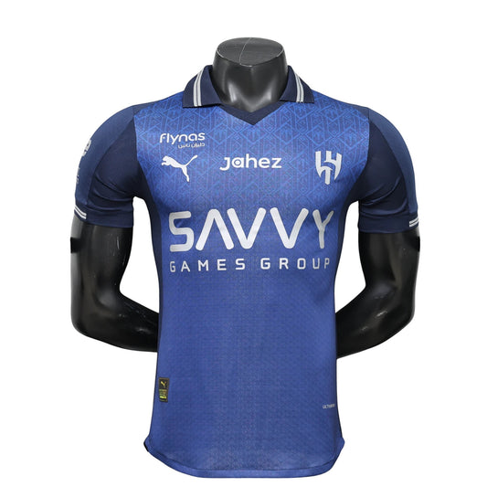 GOATkitz Al-Hilal 2025-26 blue player version football jersey with custom name and number option.