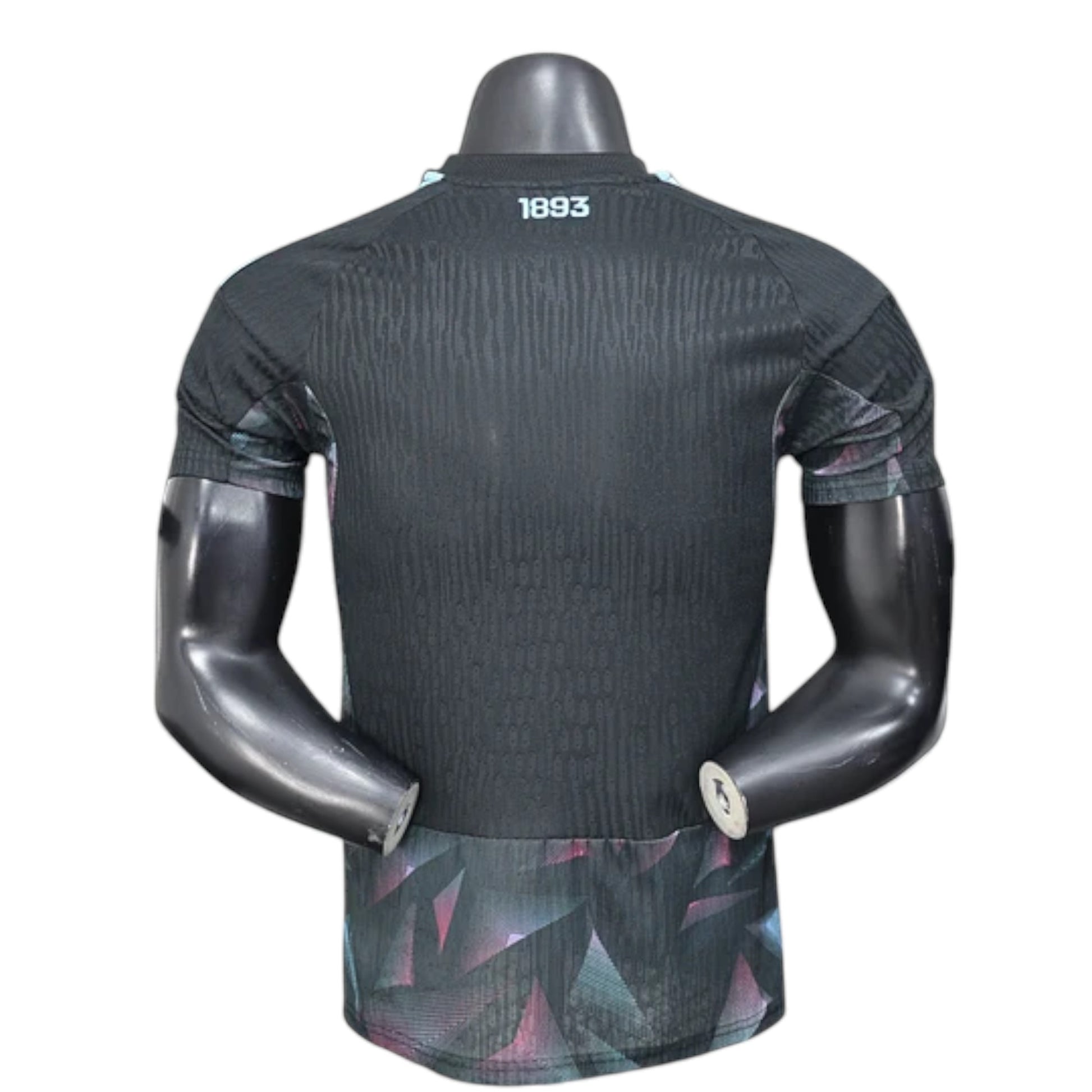GOATkitz Argentina 2026 Player Version black goalkeeper jersey with abstract geometric pattern on hem and sleeves.