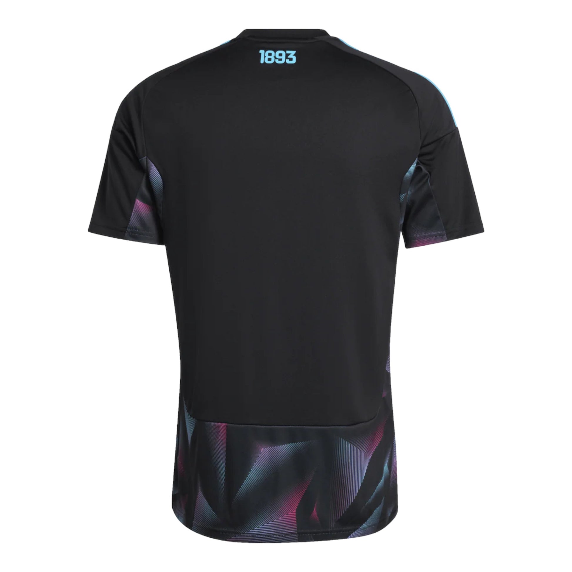 GOATkitz Argentina 2026 black goalkeeper jersey with light blue 1893 detail and geometric pattern on sleeves and hem.