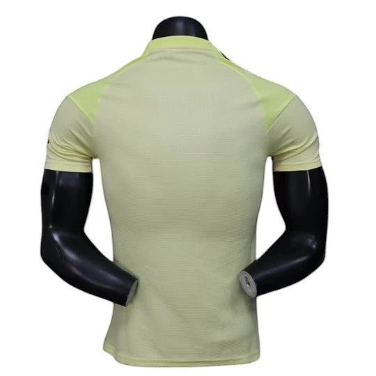 GOATkitz Arsenal 2025-26 Player Version Goalkeeper Yellow Jersey. Lightweight, slim fit, customizable with name, number, and badges.