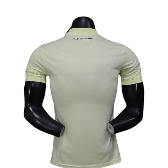 GOATkitz AS Monaco 2025-26 Player Version Third Jersey in pale yellow. Customizable name, number, and badges.