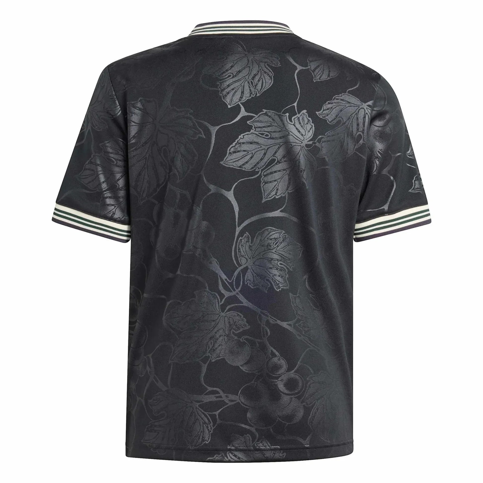 GOATkitz Juventus 2025-26 Third Jersey, black with embossed grape vine pattern, striped collar and cuffs.