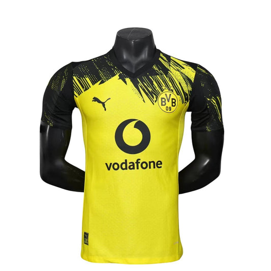 GOATkitz Borussia Dortmund 2025-26 player version home jersey in yellow with black accents and Vodafone logo. Customizable.