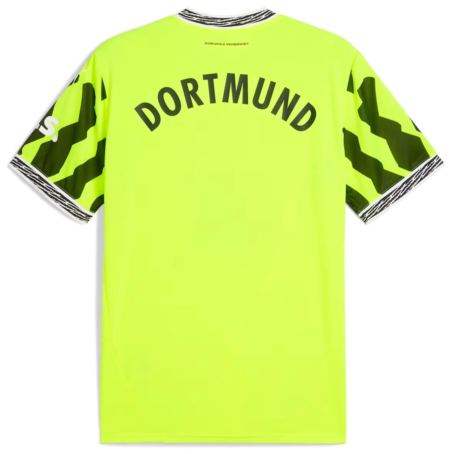 GOATkitz Borussia Dortmund 2025-26 Special Edition neon yellow jersey with black graphic sleeves and trim. Customizable.