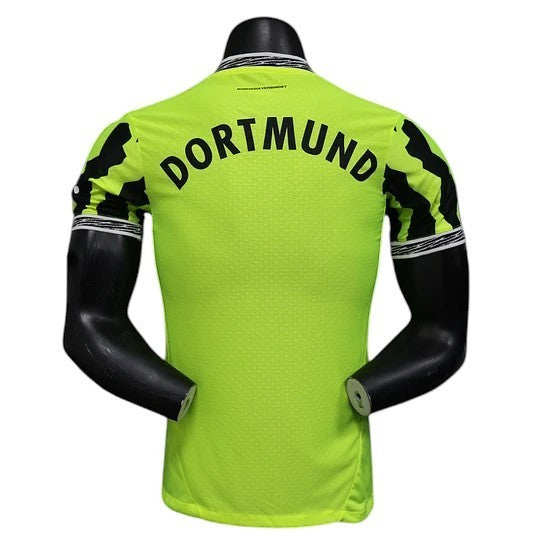 GOATkitz Borussia Dortmund 2025-26 player version neon yellow and green jersey with black accents on sleeves.