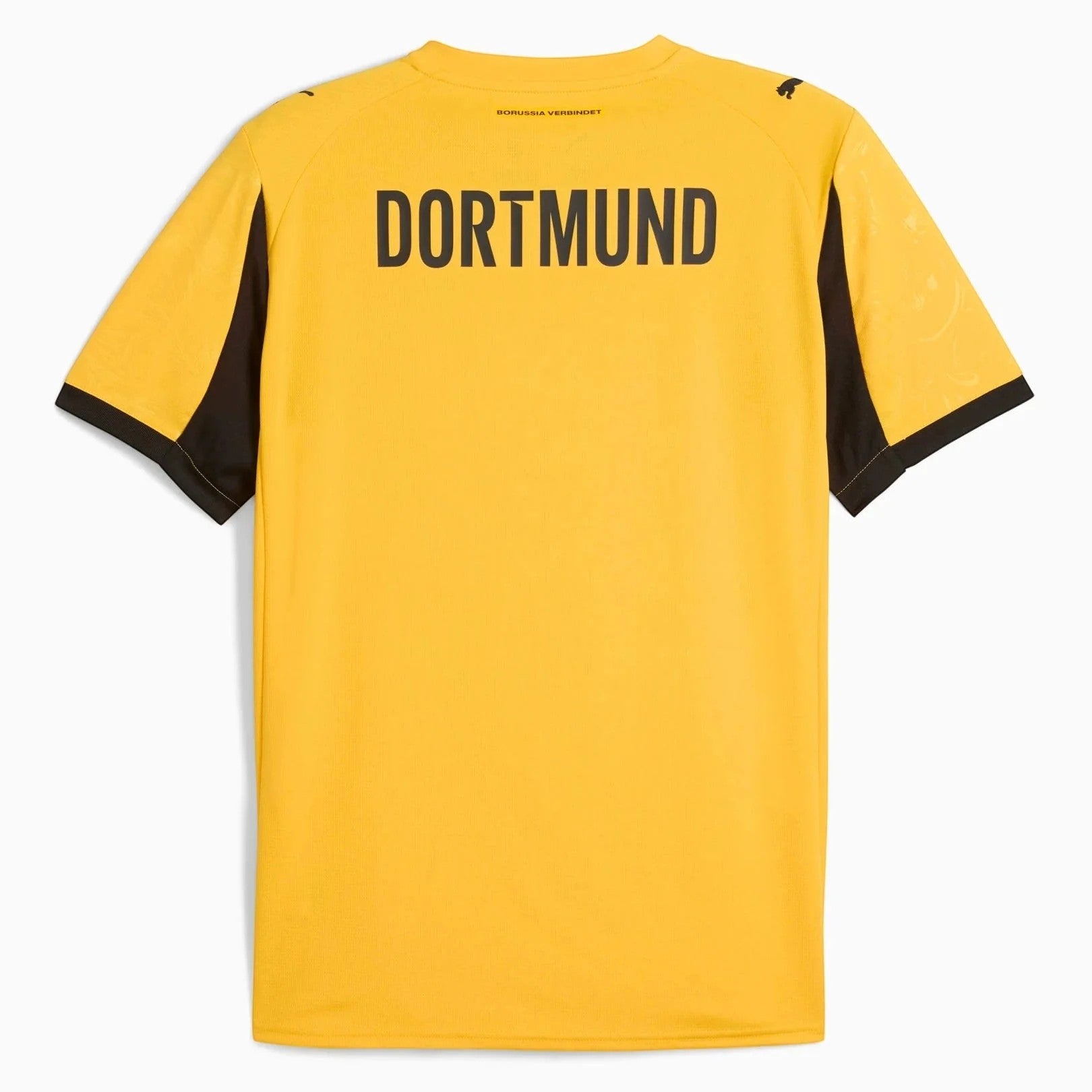 GOATkitz Borussia Dortmund 2025-26 special edition yellow adult jersey with black accents and 'DORTMUND' text on back.