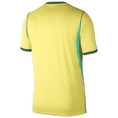 GOATkitz Brazil 2026 adult home jersey, yellow with green trim and side panels. Customizable fan version.
