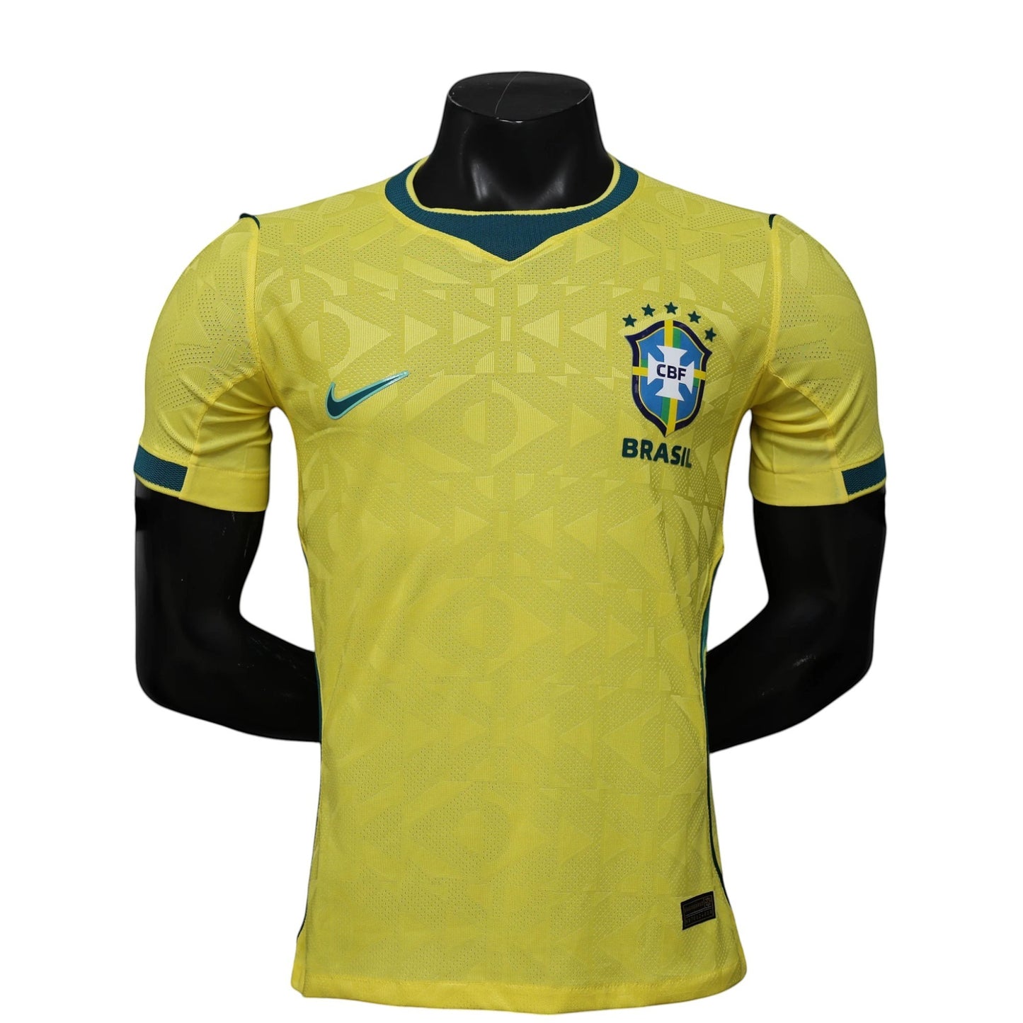 GOATkitz Brazil 2026 player version home jersey in yellow with green trim and CBF crest. Customizable.