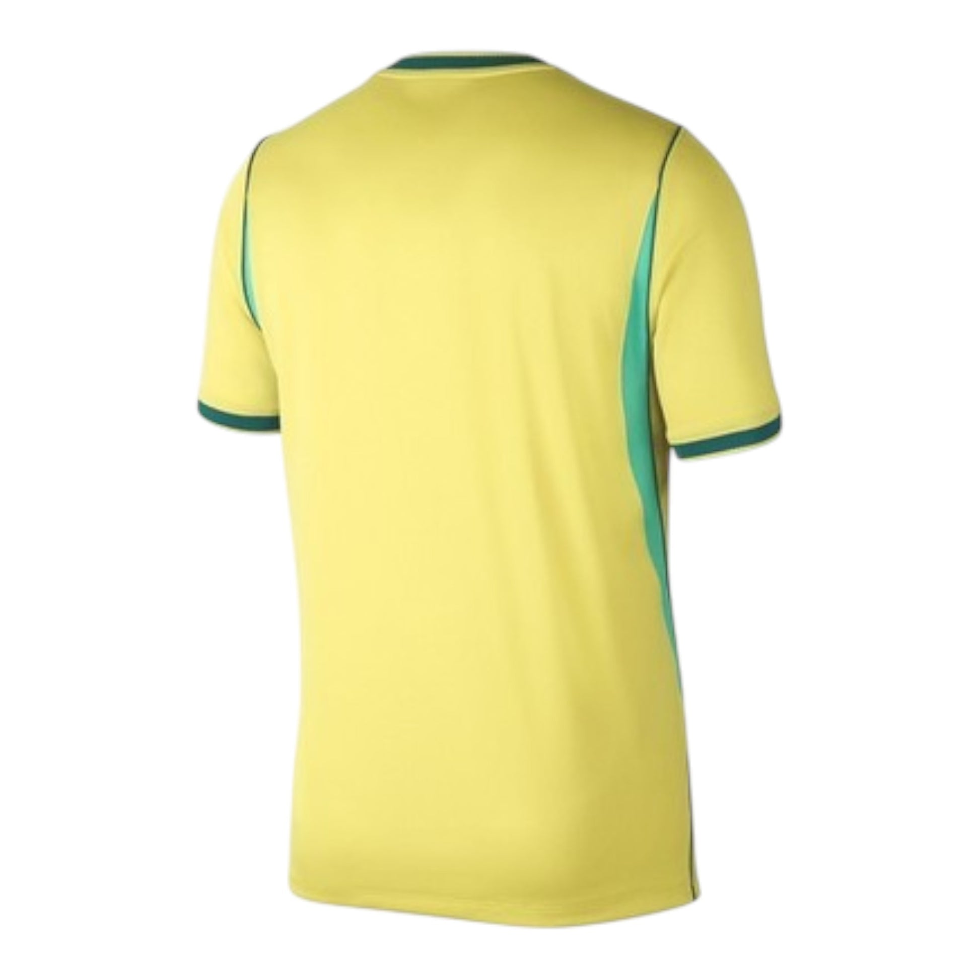 GOATkitz Brazil 2026 kids home jersey in yellow with green trim and side panels. Customizable.