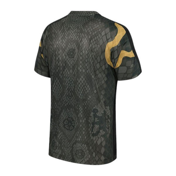 GOATkitz Chelsea 2025-26 gray special edition football jersey with snake pattern and gold accents.
