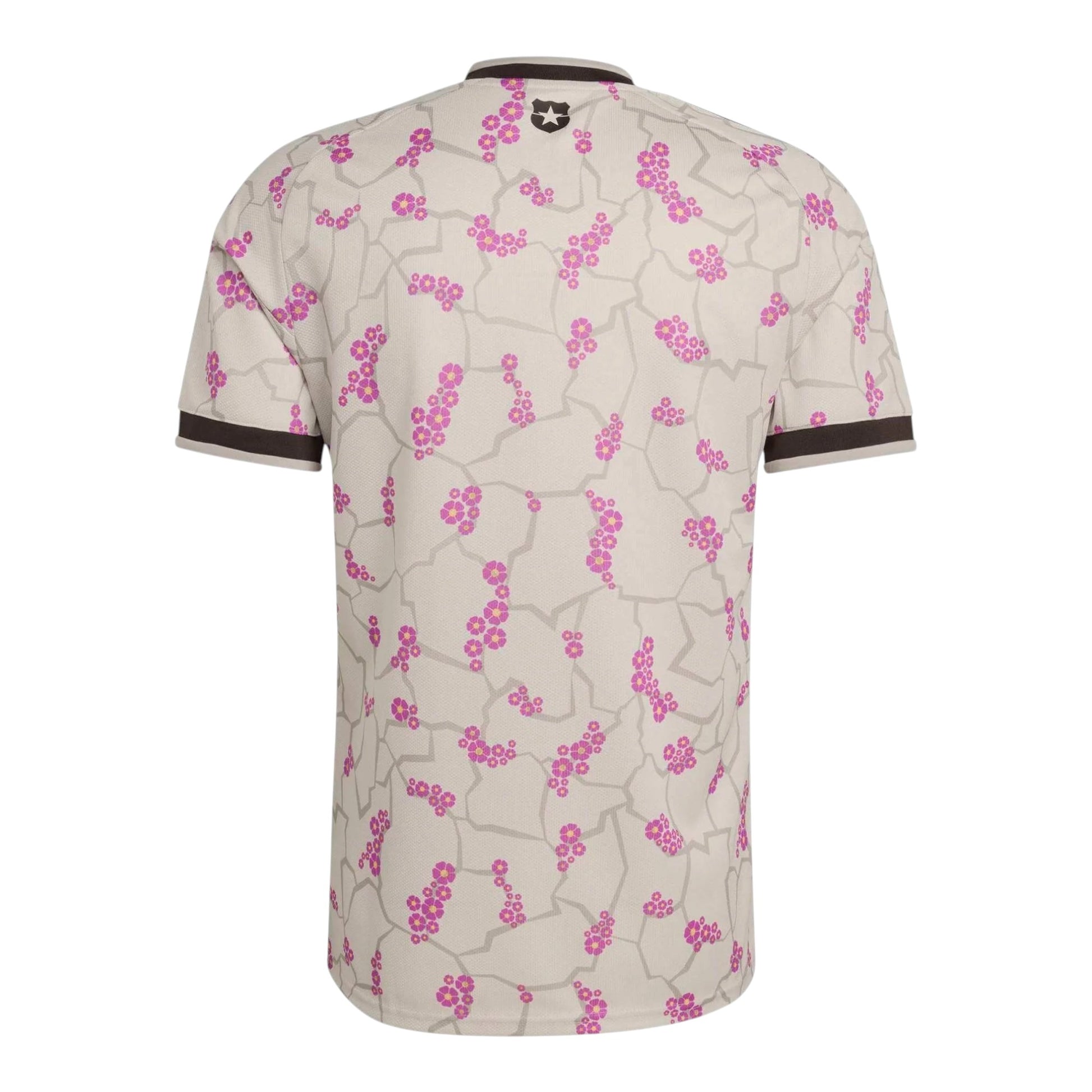 GOATkitz Chile 2026 Adult Away Jersey, light grey with pink floral pattern and dark trim on sleeves and collar.