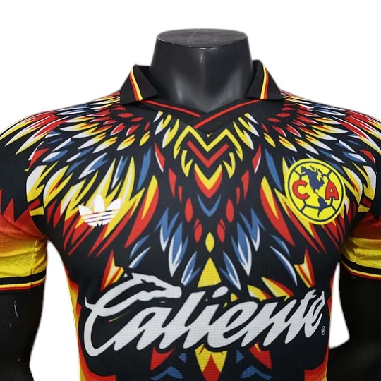 GOATkitz Club América 2025-26 player version yellow special edition soccer jersey with bold eagle feather design.