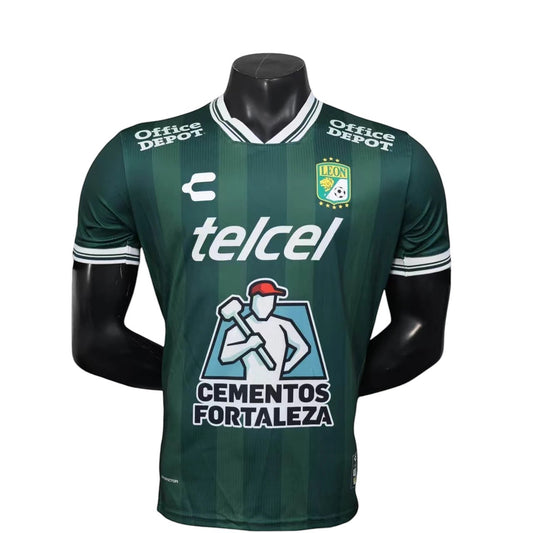 GOATkitz Club León 2025-26 Player Version Home Jersey in dark green with white stripes and logos. Customizable.