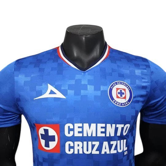GOATkitz Cruz Azul 2025-26 Player Version blue soccer jersey with white accents and team crest. Customizable.