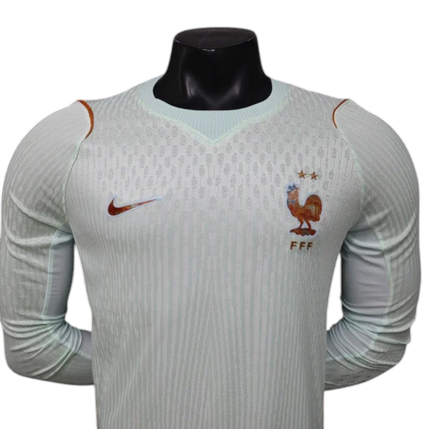 GOATkitz light blue long sleeve France 2026 player version away jersey with Nike logo and FFF crest.
