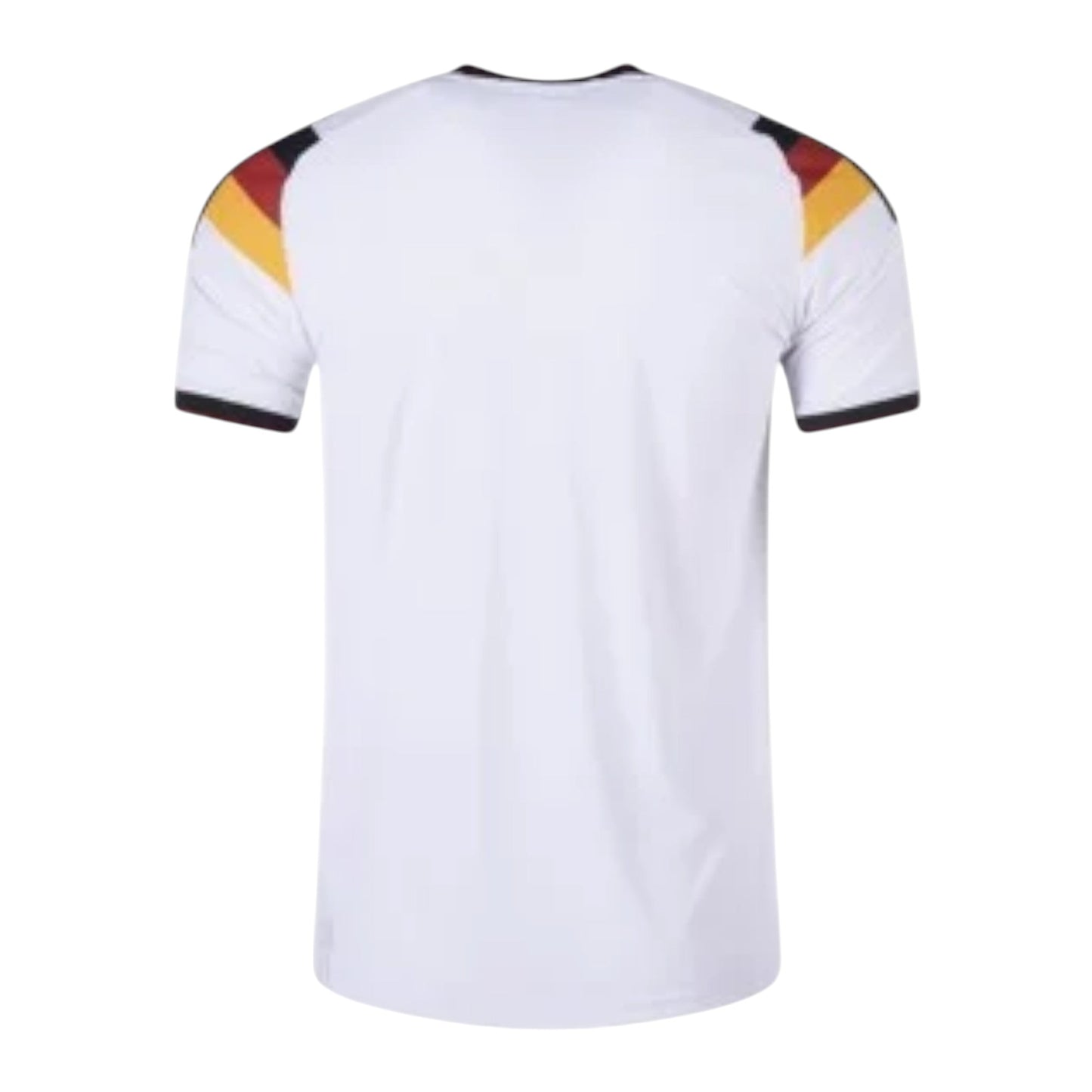 GOATkitz Germany 2026 adult home jersey, white with black, red, and yellow accents on the shoulders and cuffs. Customizable.