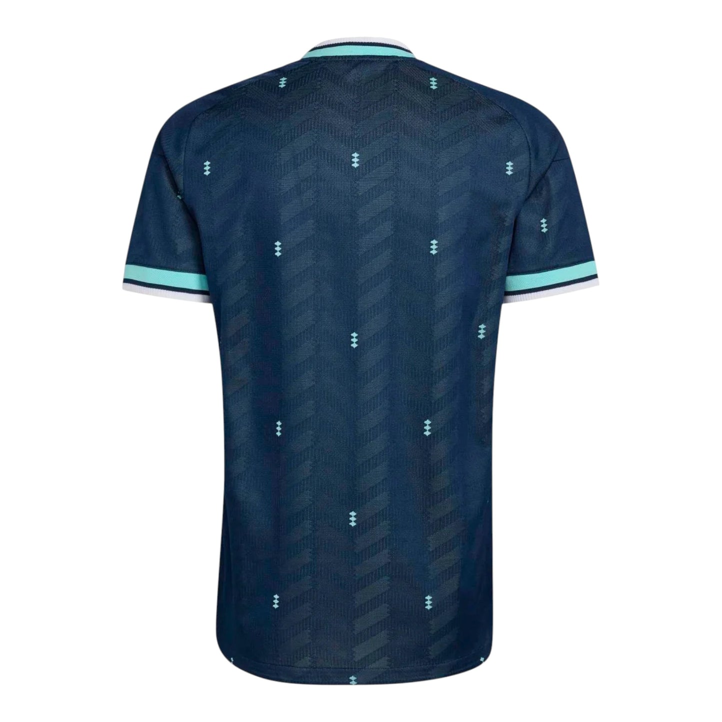 GOATkitz Germany 2026 adult away jersey in dark blue with a subtle chevron pattern and light blue accents on the collar and sleeves.