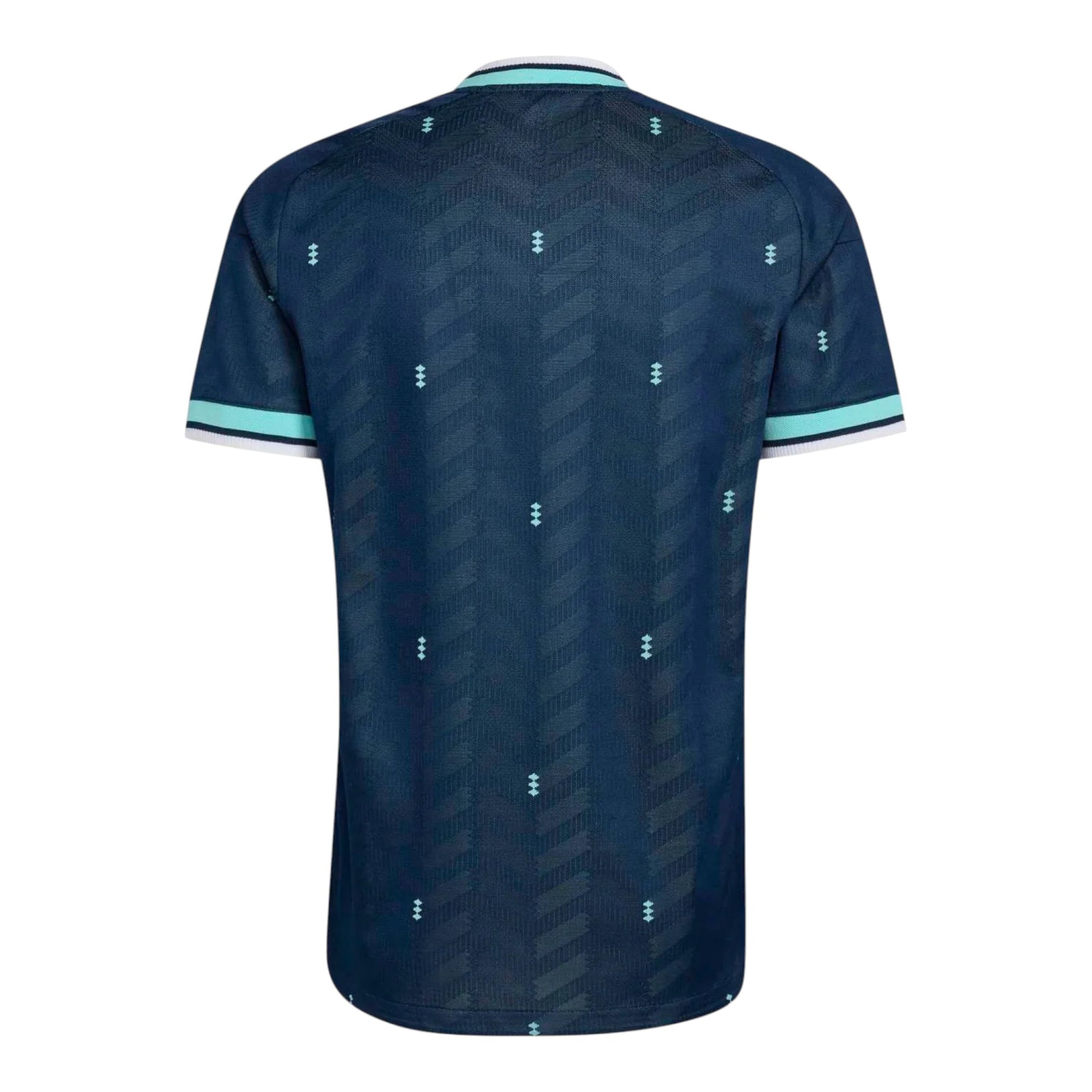 GOATkitz Germany 2026 adult away jersey in dark blue with a subtle chevron pattern and light blue accents on the collar and sleeves.