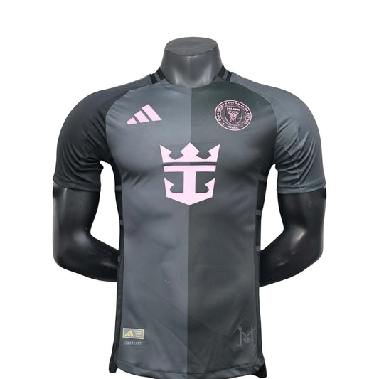 GOATkitz Inter Miami 2025-26 Player Version Away Jersey in dark grey with pink accents. Customizable.