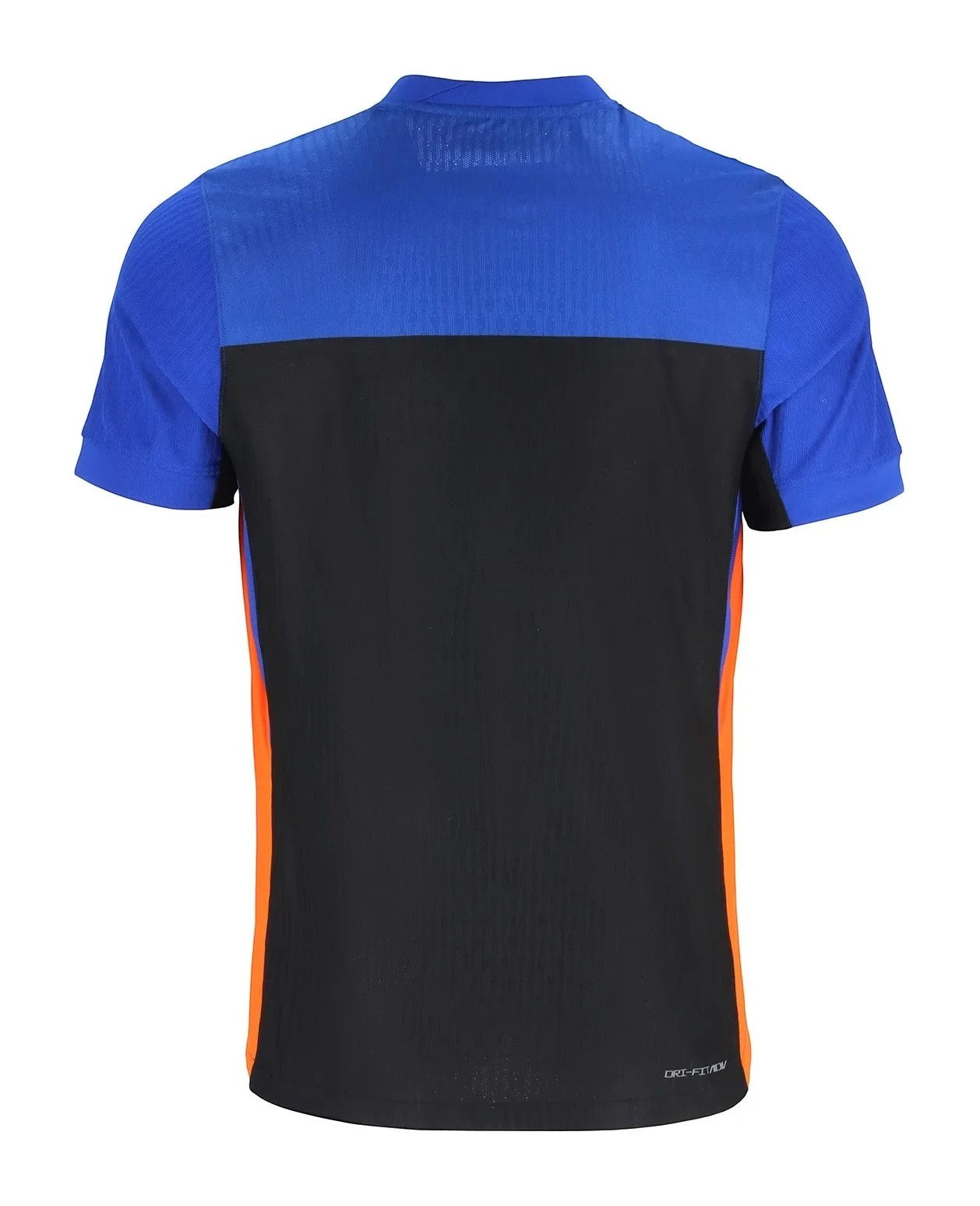 GOATkitz Inter Milan 2025-26 Adult Fourth Jersey, black with blue and orange accents, short sleeves, crew neck.