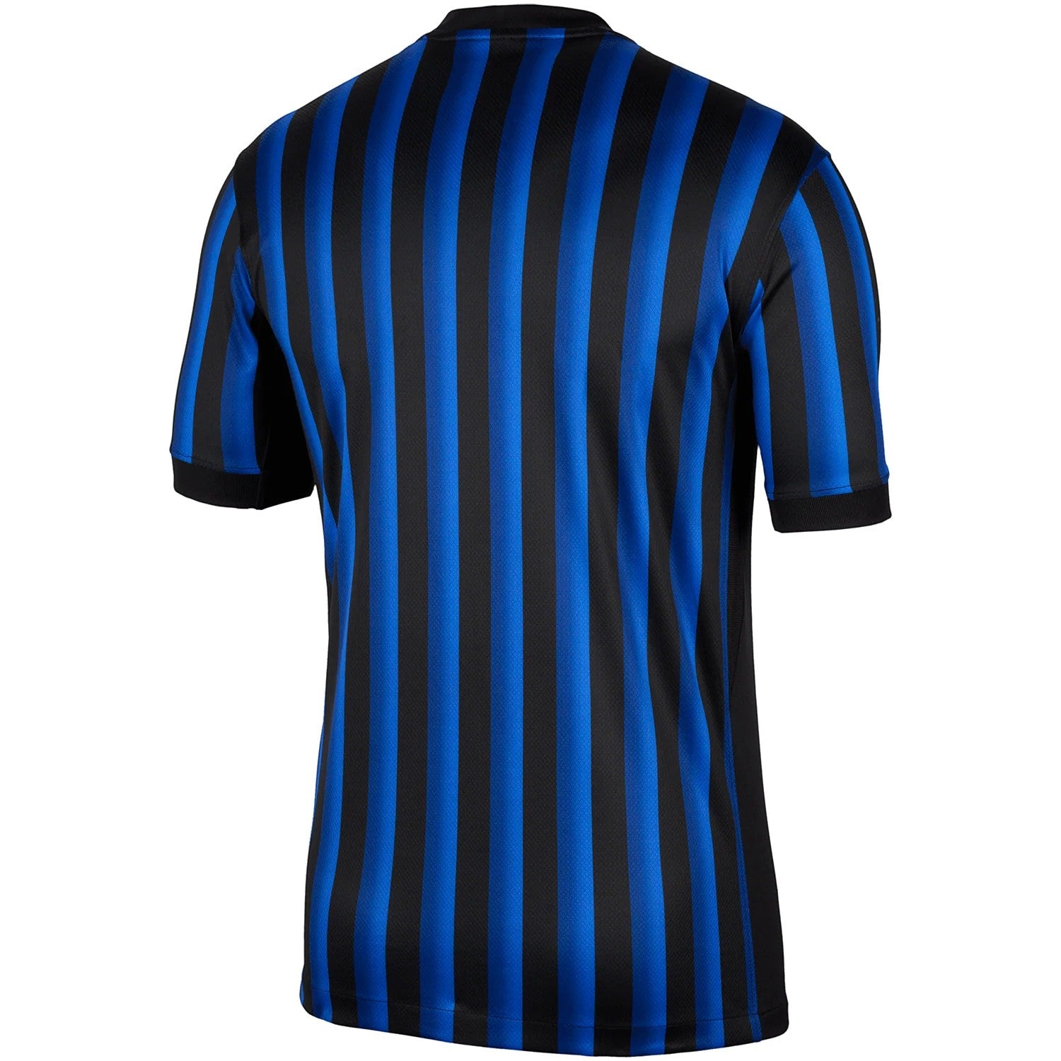 GOATkitz Inter Milan 2025-26 kids home jersey, blue and black vertical stripes, short sleeves, crew neck.