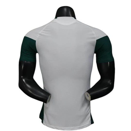 GOATkitz Italy 2026 white training jersey with green sleeves, player version, short sleeves.