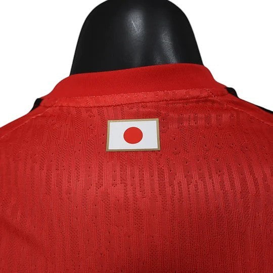 GOATkitz Japan 2026 red goalkeeper player version jersey with Japanese flag detail on collar.