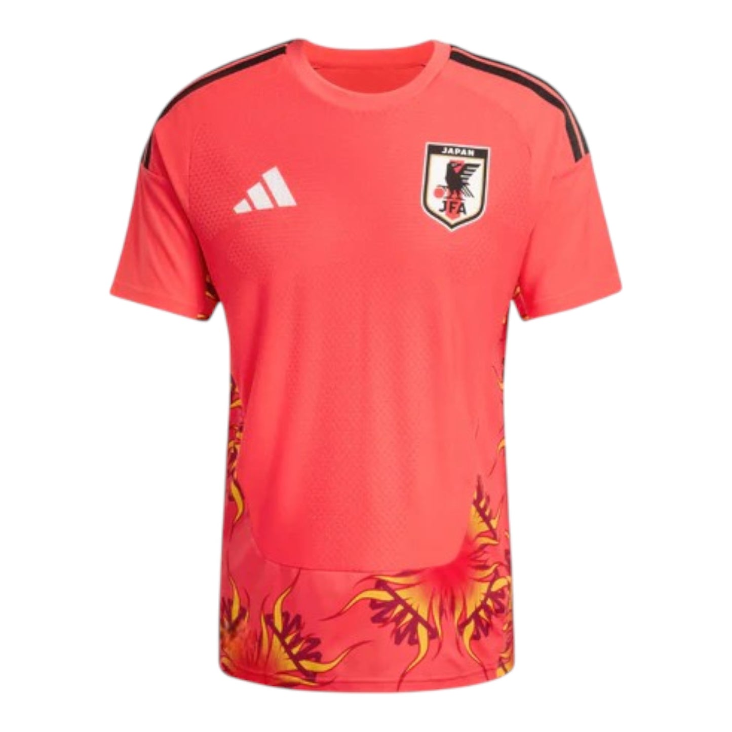 GOATkitz Japan 2026 red goalkeeper jersey with flame graphic accents and customizable name/number option.