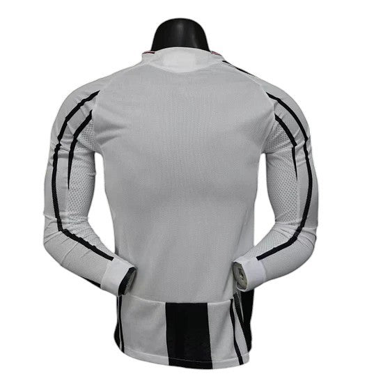 GOATkitz Juventus 2025-26 adult player version home long sleeve jersey in white with black accents and stripes.