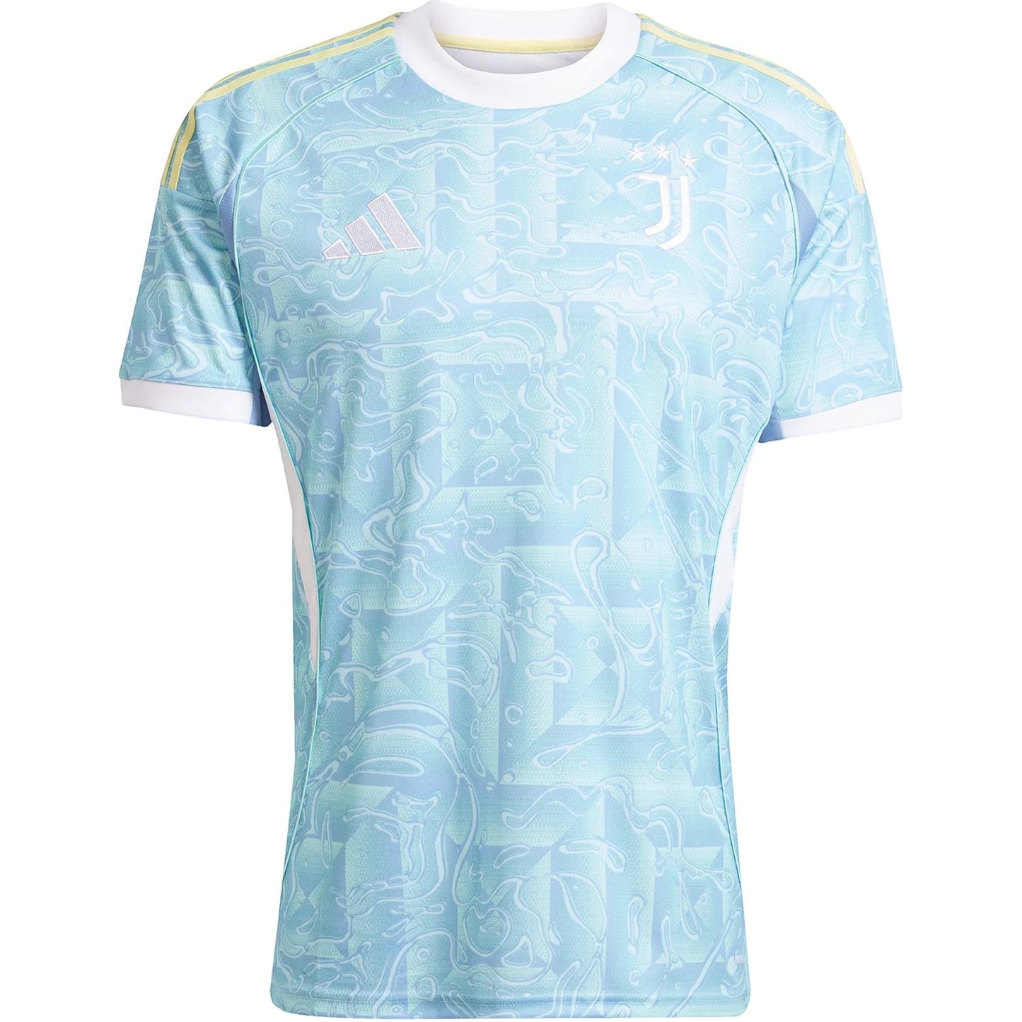 GOATkitz Juventus 2025-26 adult away jersey in light blue with a unique abstract pattern and white trim.