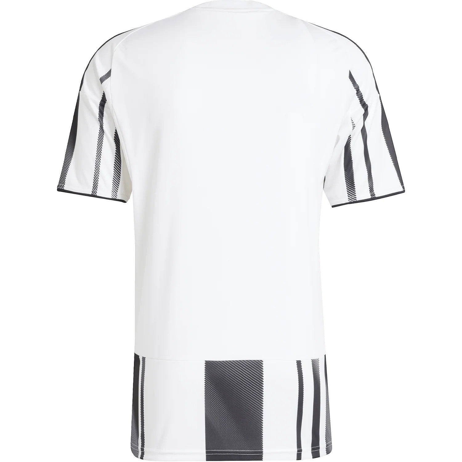 GOATkitz Juventus 2025-26 kids home jersey, white with black pinstripe details on sleeves and hem.