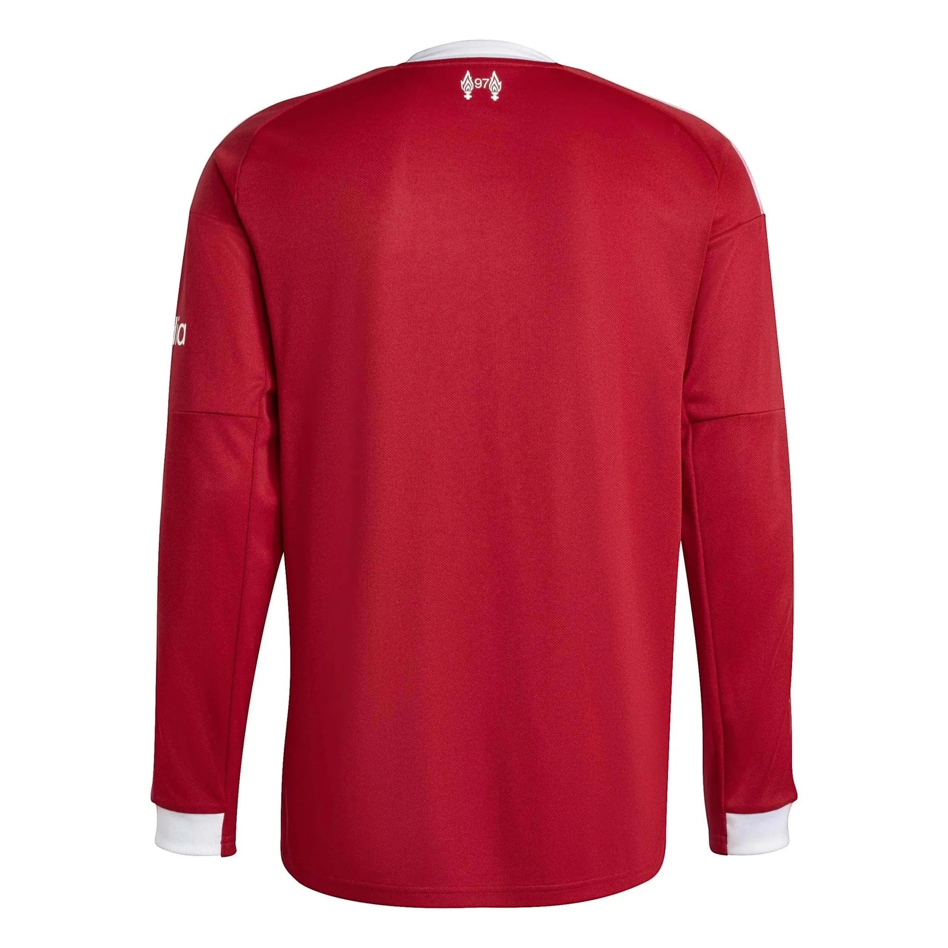GOATkitz Liverpool 2025-26 adult home long sleeve jersey in red with white trim and collar. Features team crest detail.
