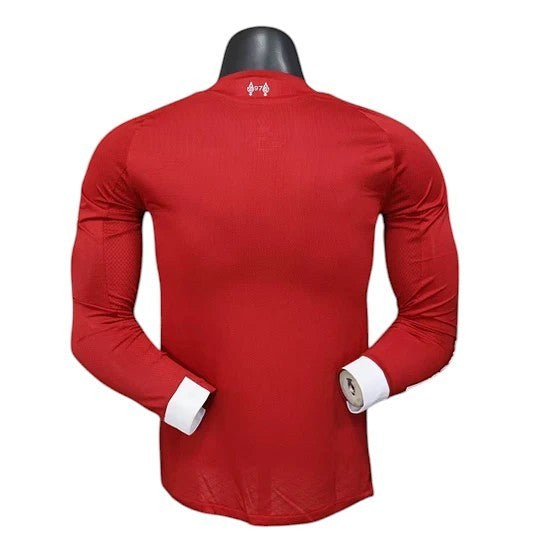 GOATkitz Liverpool 2025-26 adult player version red long sleeve football jersey with white cuffs.