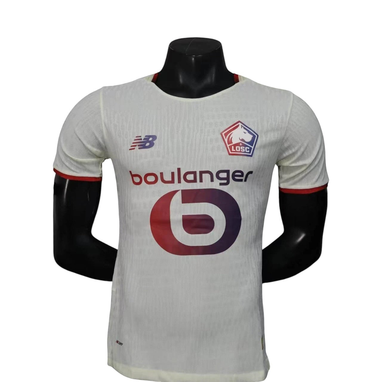 GOATkitz LOSC Lille 2025-26 player version away jersey, white with red trim, customizable name and number.