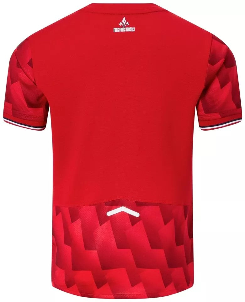 GOATkitz red LOSC Lille 2025-26 adult home jersey with graphic pattern on sleeves and hem.