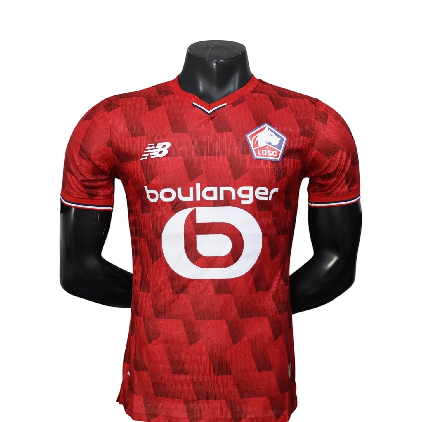 GOATkitz LOSC Lille 2025-26 red player version soccer jersey with white accents and team crest.
