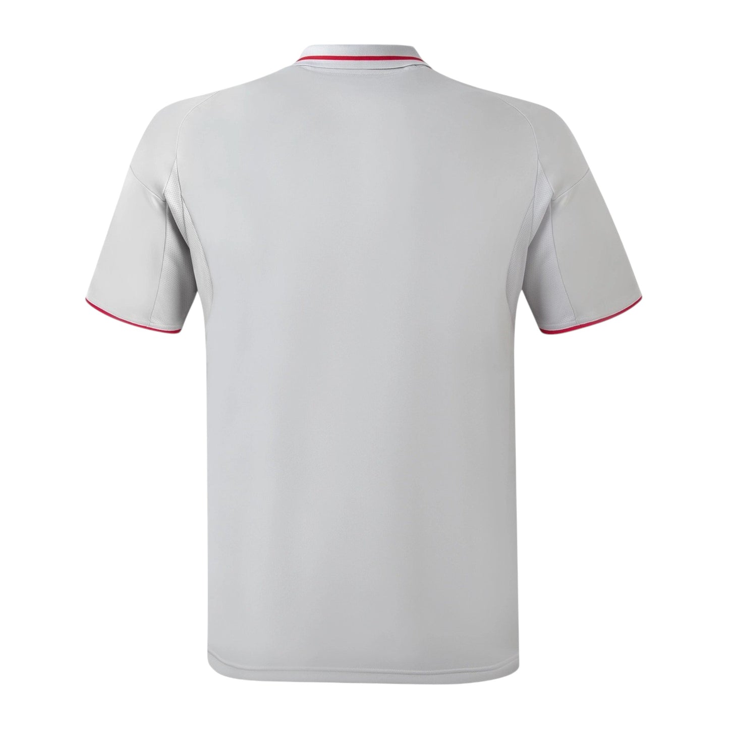 GOATkitz Olympique Lyonnais 2025-26 adult third jersey, light grey with red trim on collar and sleeves. Customizable.