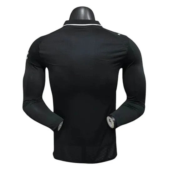 GOATkitz Manchester City 2025-26 adult player version away long sleeve jersey in black. Customizable.