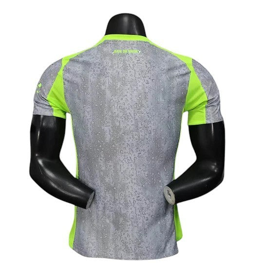 GOATkitz Manchester City 2025-26 Player Version Third Jersey, grey with neon green accents and a water droplet pattern.