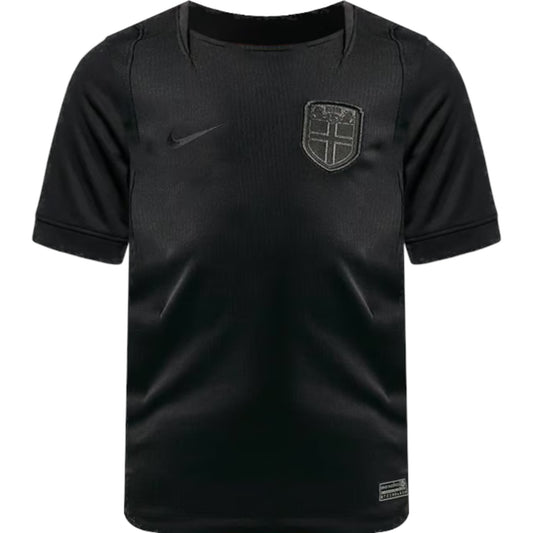 GOATkitz Norway 2026 black adult away jersey with customizable name and number. Features Nike logo and crest.